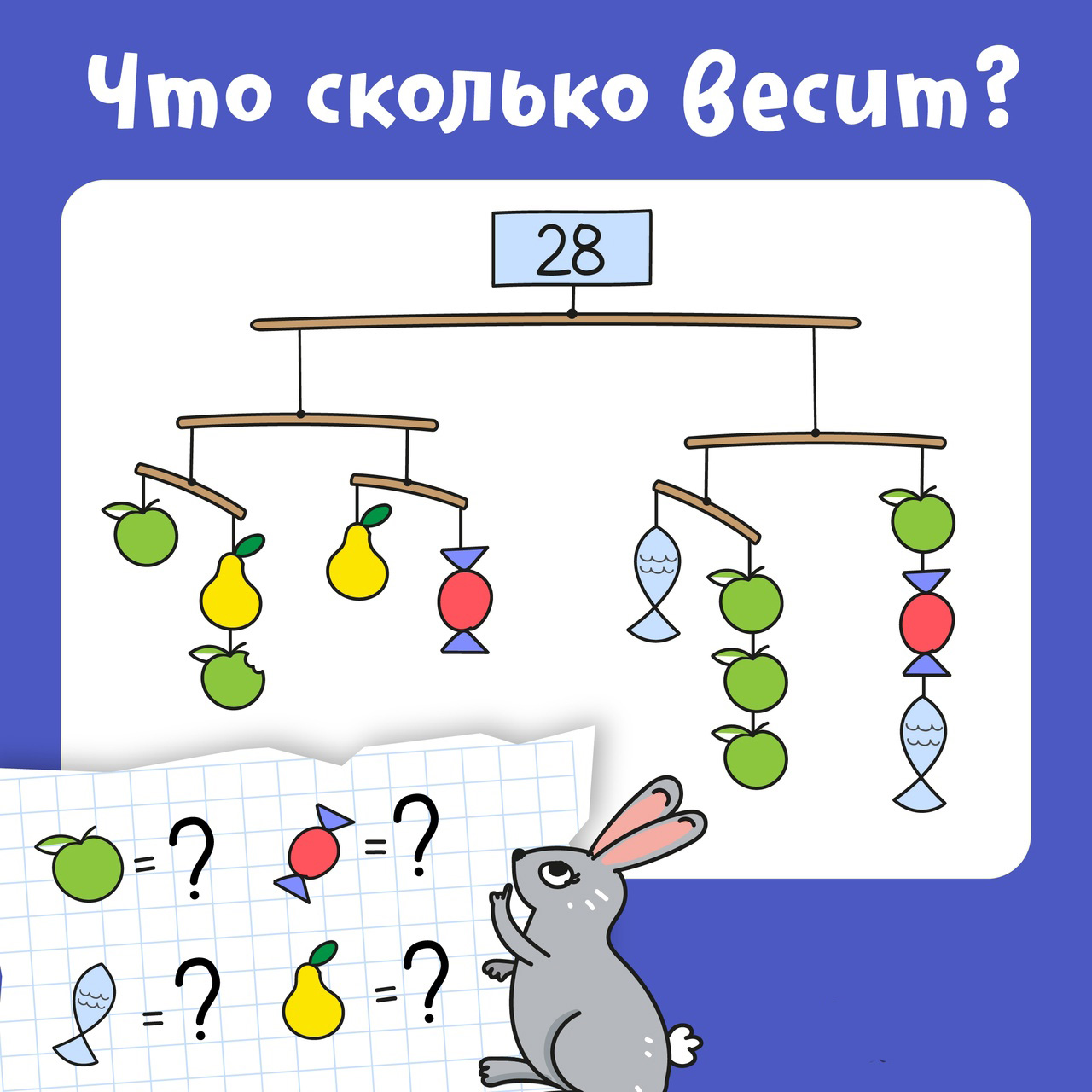 Головоломка с весами: определите вес каждого предмета